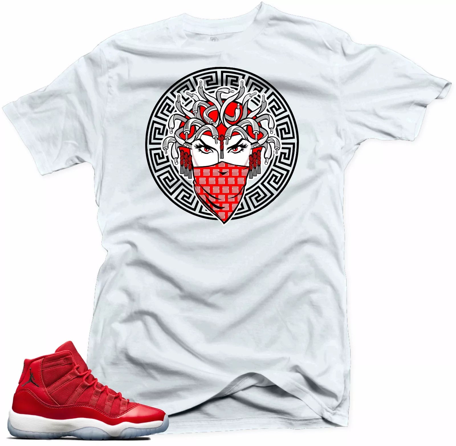 Shirt to match Jordan 11 Win like 96.Medusa 11 White Tee T-Shirt, Sneaker Match Tee