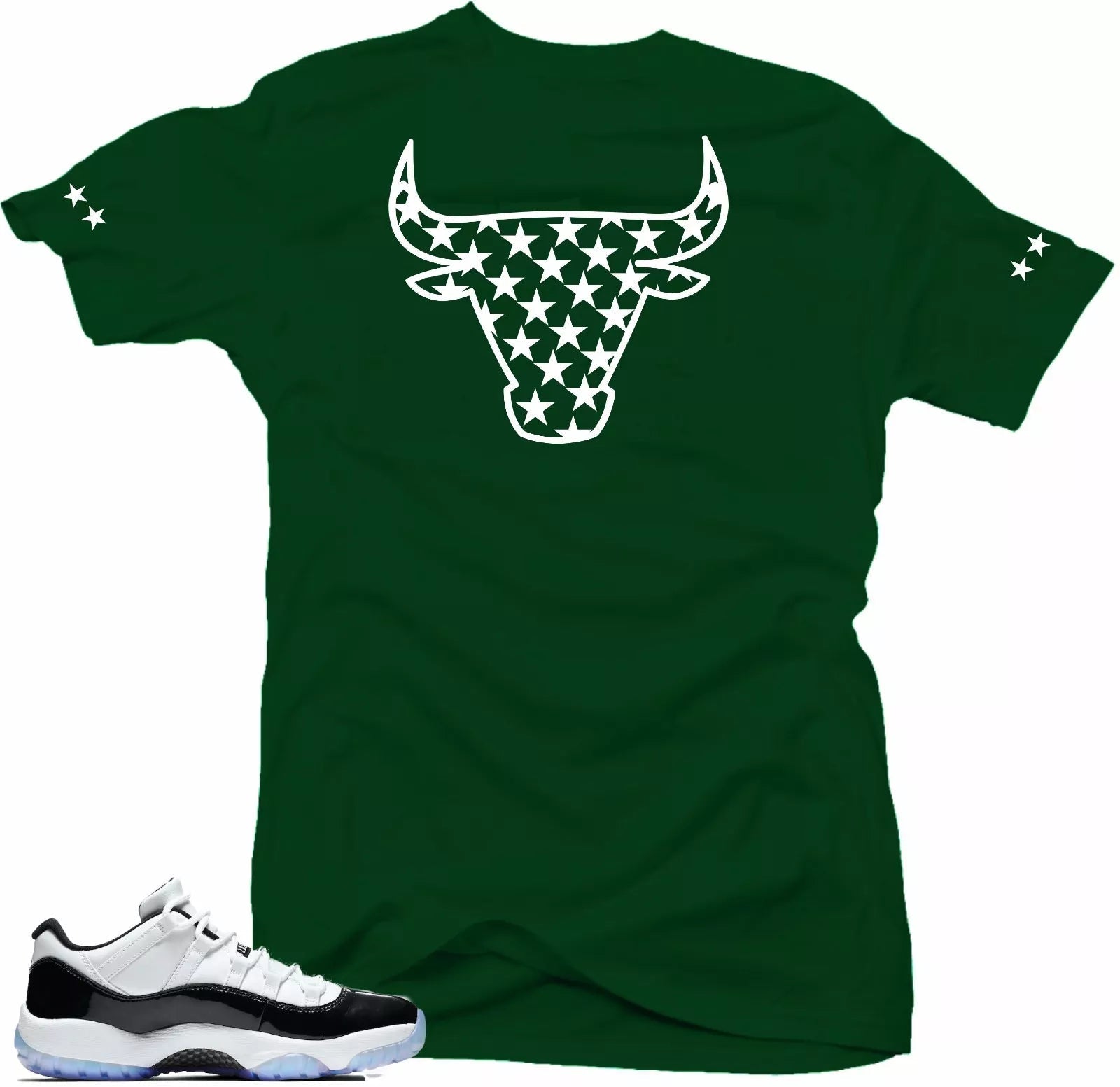 Shirt to Match Jordan 11 low Emerald sneakers- Stars 11 Green tee T-Shirt, Sneaker Match Tee