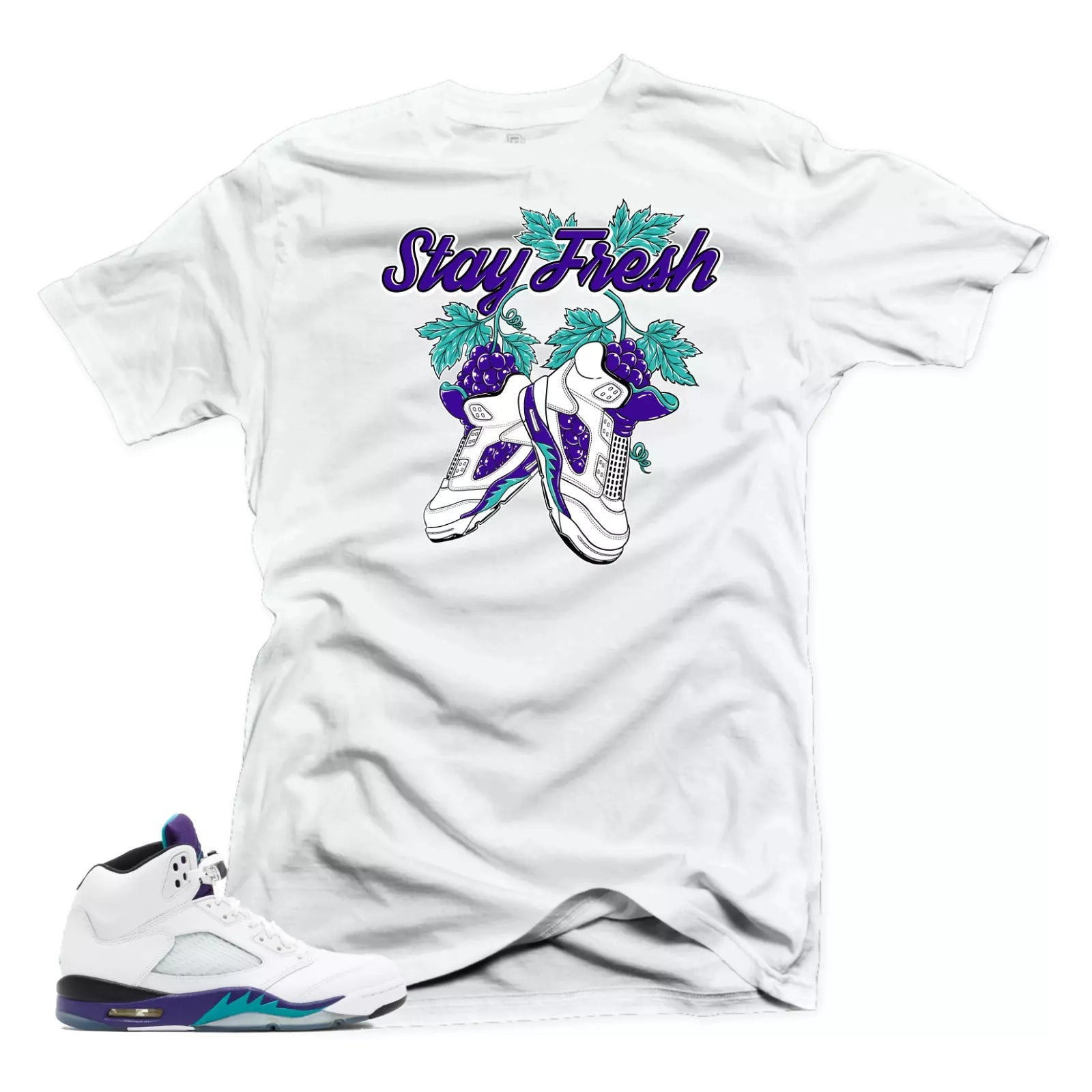 Shirt to Match Jordan 5 Fresh Prince.Stay Fresh White Tee T-Shirt, Sneaker Match Tee