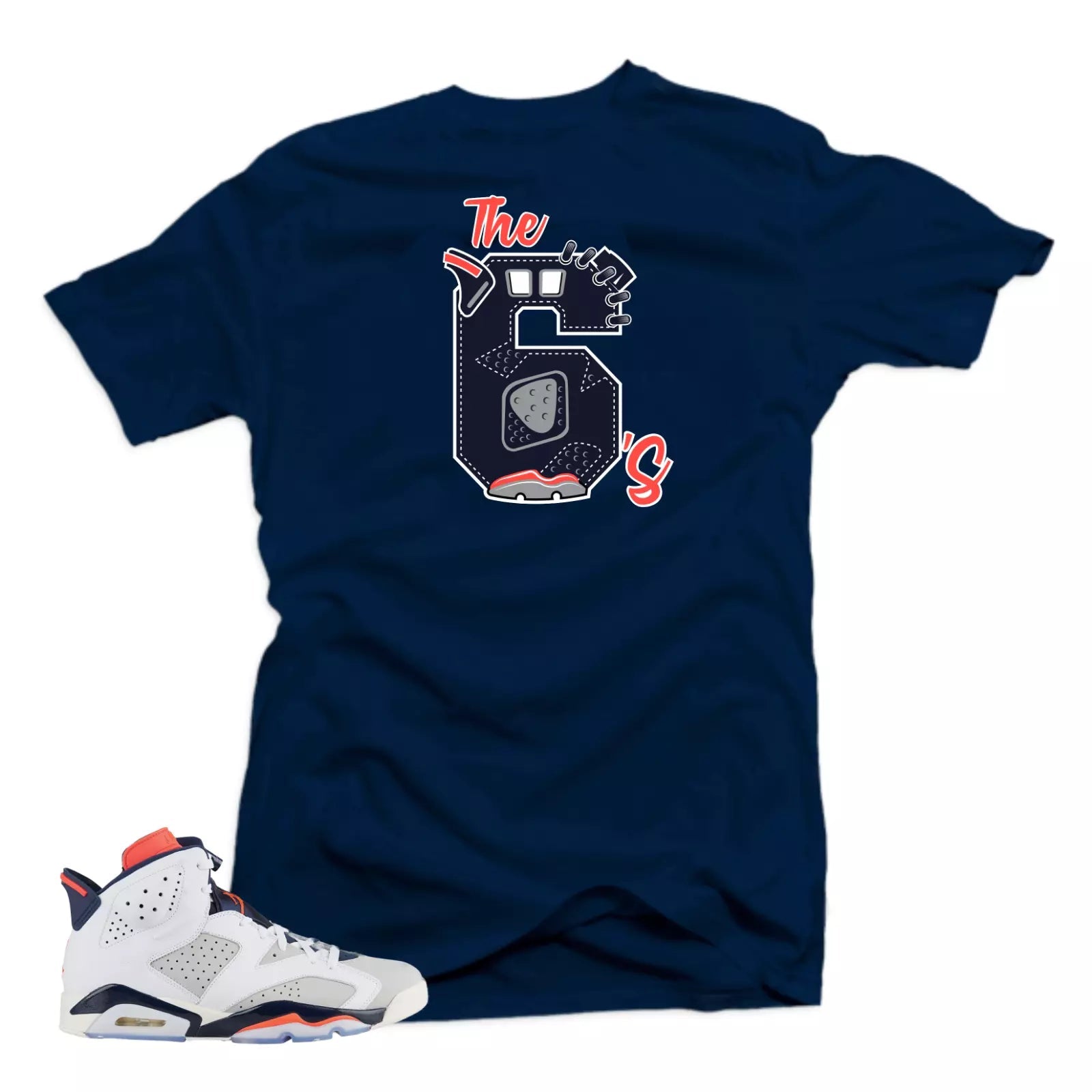Shirt to Match Jordan Retro 6 Tinker-The 6's Navy Tee T-Shirt, Sneaker Match Tee