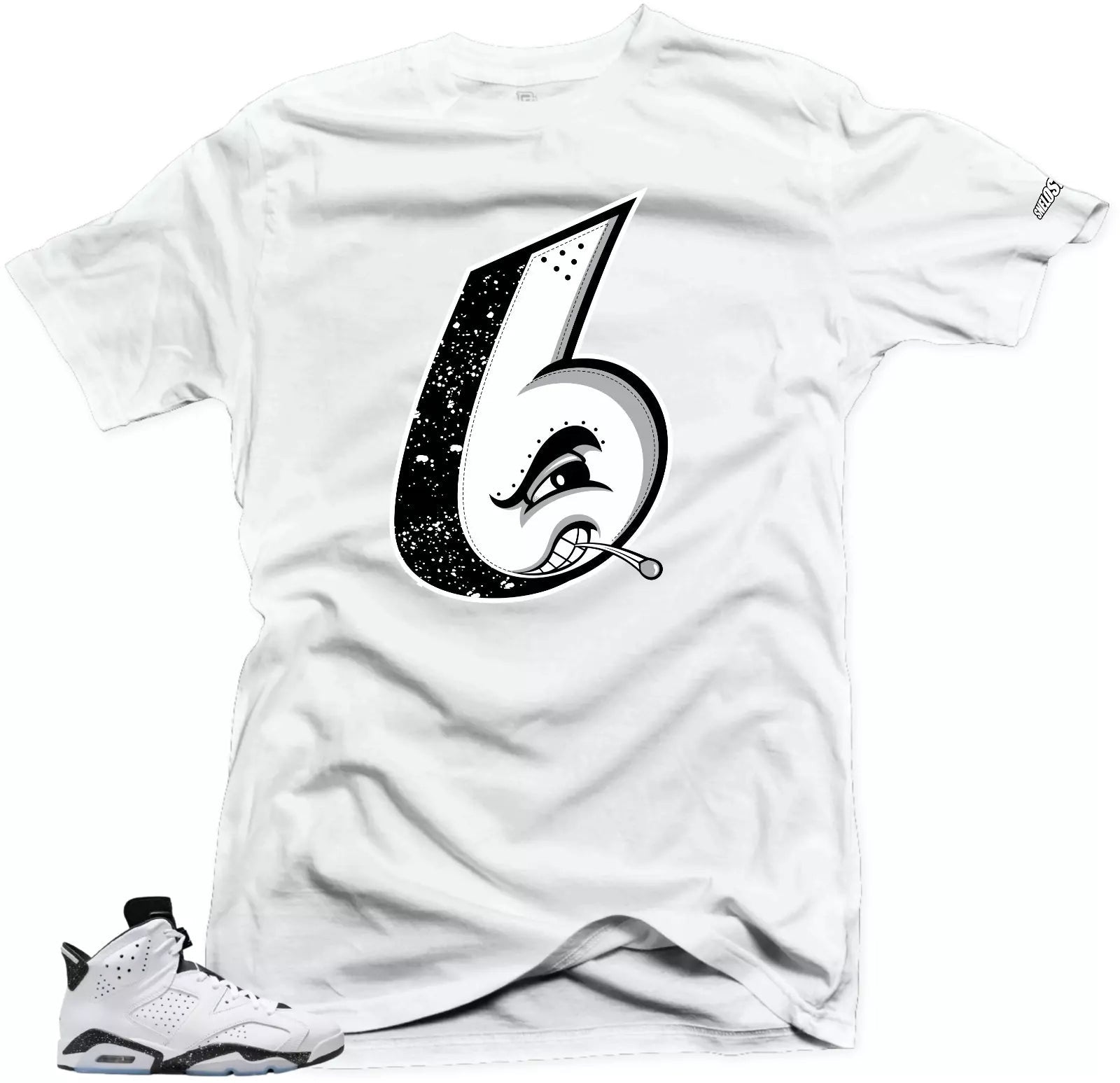 Shirt To Match Jordan 6 Retro Reverse Oreo 6 Gray. White Tees T-Shirt, Sneaker Match Tee