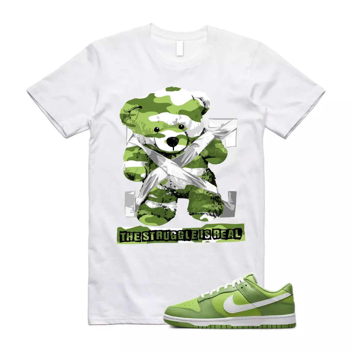 The Struggle is Real T-Shirt to match Dunk Chlorophyll GS St Patricks Day Vivid Green Air Max 90 T-Shirt, Sneaker Match Tee