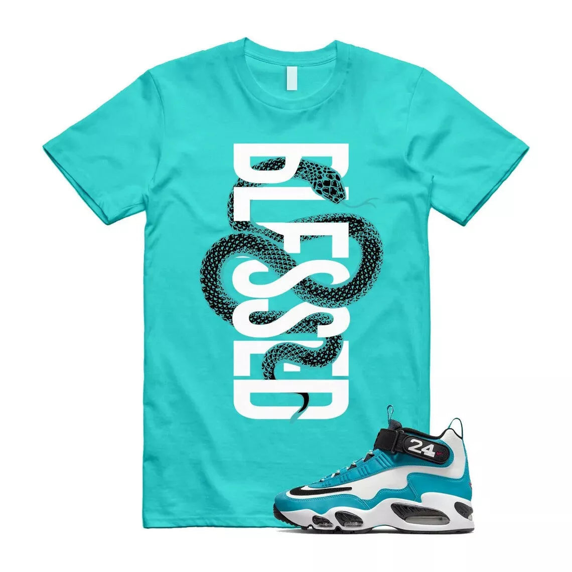 BLESSED T Shirt for Air Griffey Max 1 Aquamarine Teal Aqua Freshwater 24 T-Shirt, Sneaker Match Tee