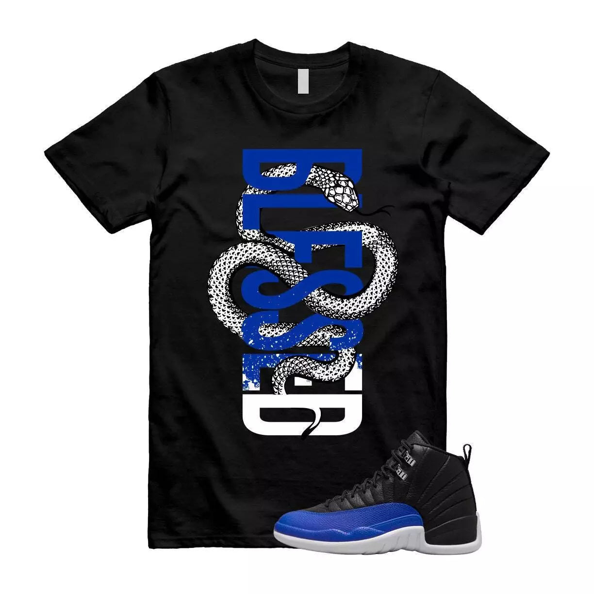 SNAKEB Shirt to match Jordan 12 Hyper Royal Metallic Silver Game Racer Blue WMNS T-Shirt, Sneaker Match Tee