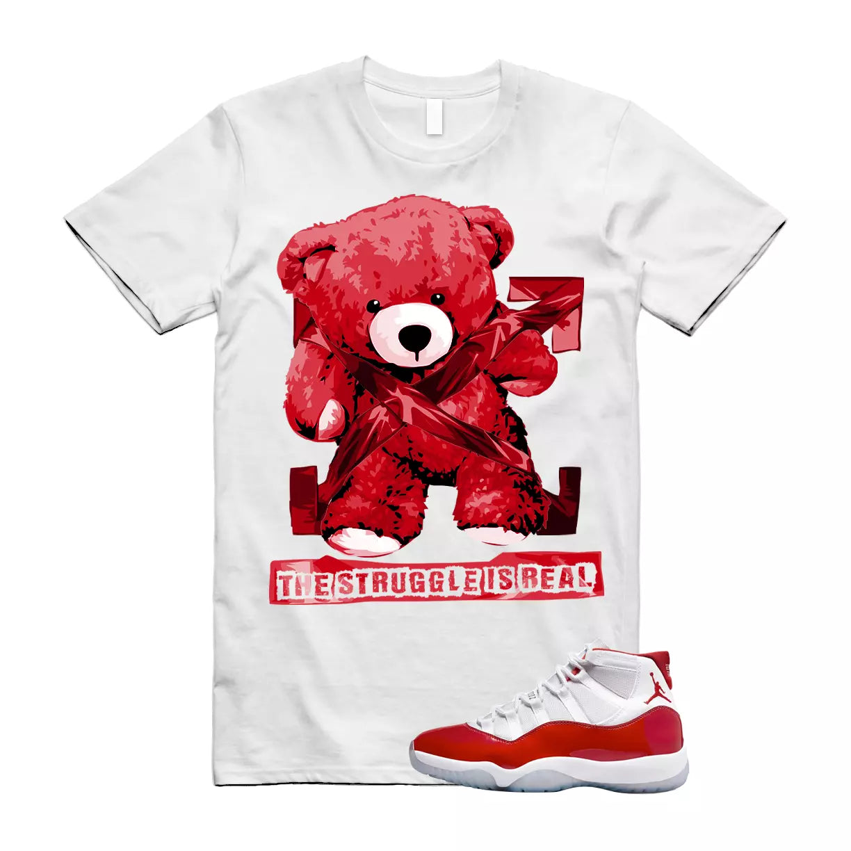The Struggle is Real T-Shirt to match 11 Cherry Red Varsity University Bred Platinum TwistedUNLV T-Shirt, Sneaker Match Tee