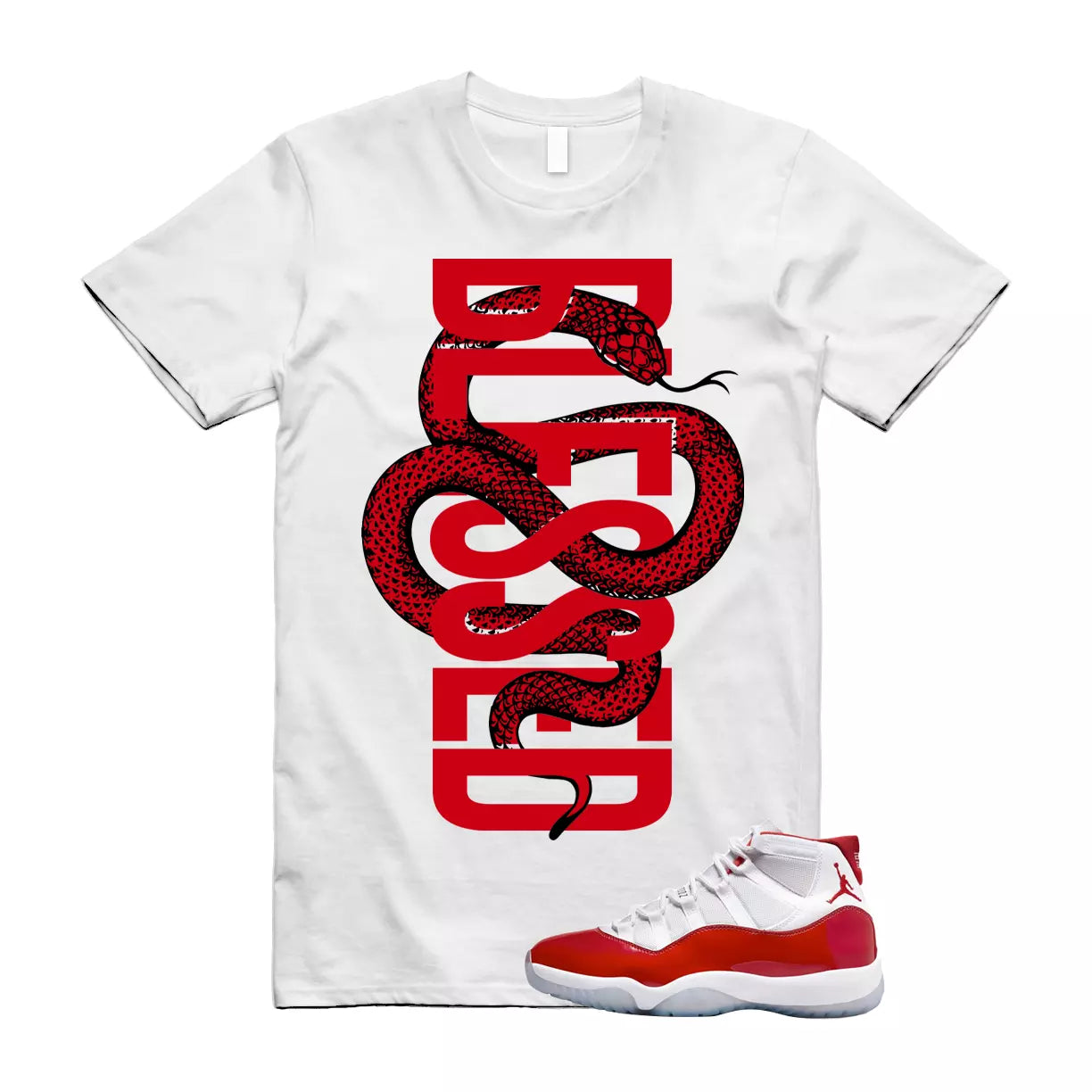 SNAKEB Shirt to match 11 Cherry Red Varsity University Bred Platinum TwistedUNLV T-Shirt, Sneaker Match Tee
