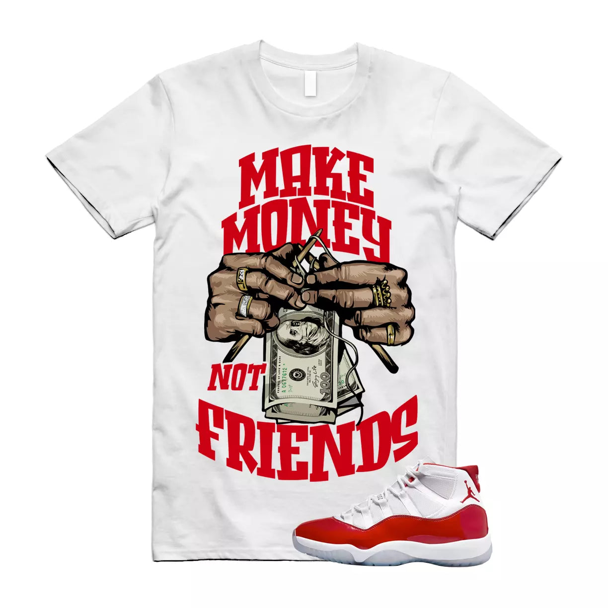 MM Shirt to match 11 Cherry Red Varsity University Bred Platinum TwistedUNLV T-Shirt, Sneaker Match Tee