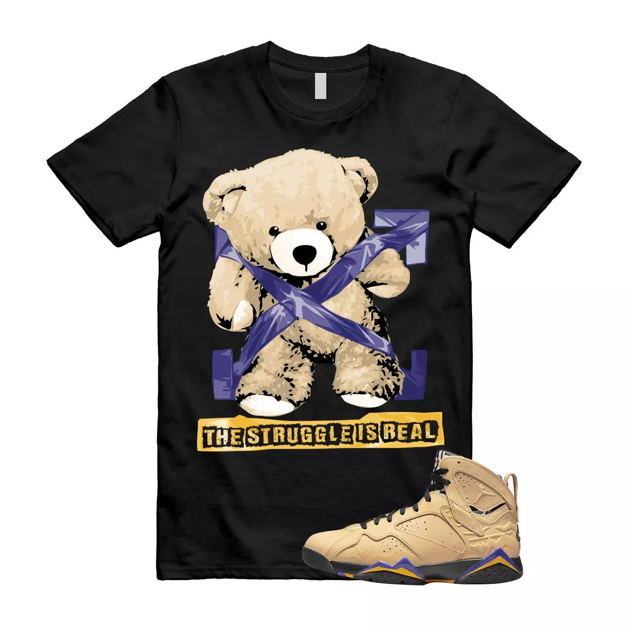 The Struggle is Real T-Shirt to match Jordan 7 SE Afrobeats Vachetta Tan Taxi Dark Concord T-Shirt, Sneaker Match Tee