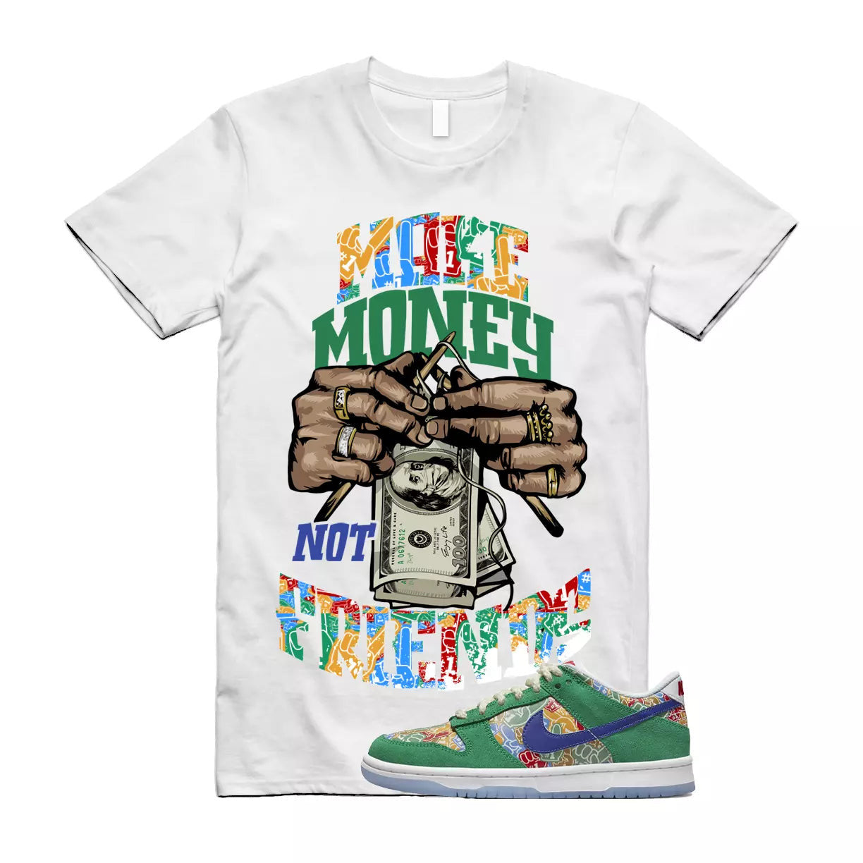 MM T Shirt to match N Dunk Low Foam Finger Big Kids Stadium Green White Univ T-Shirt, Sneaker Match Tee