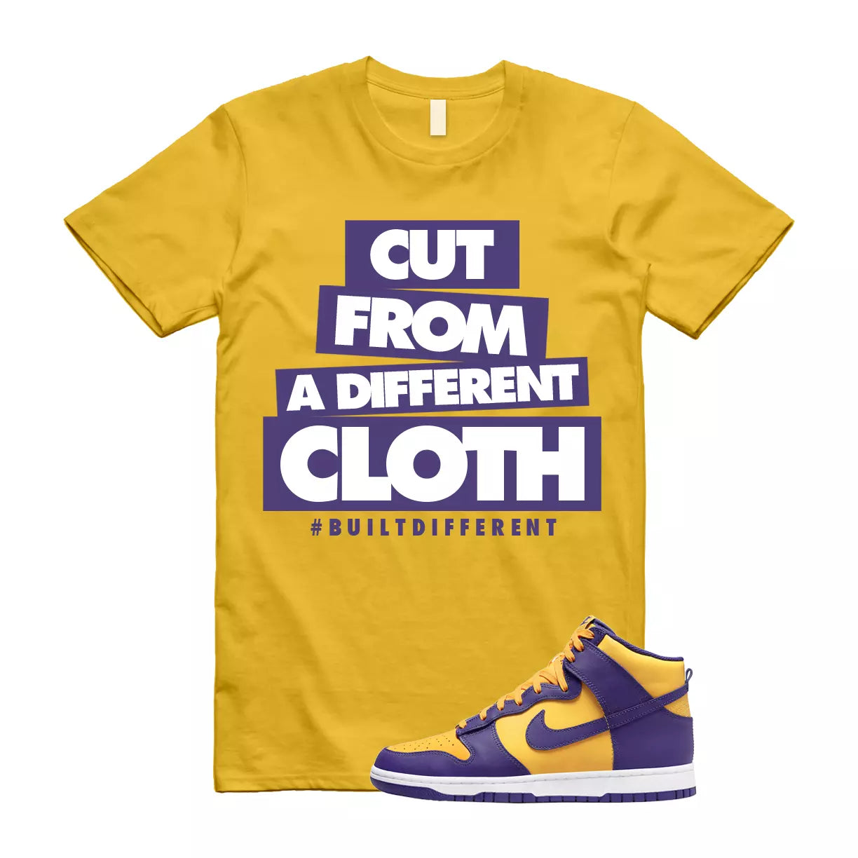 CLOTH T Shirt to match Dunk High Purple Yellow Court Gold Home Away 95 Lebron T-Shirt, Sneaker Match Tee