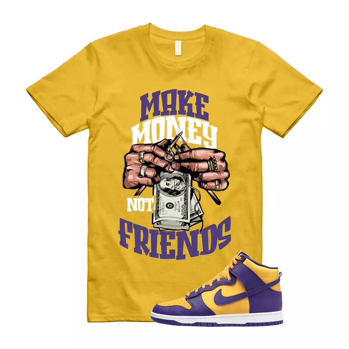 MM T Shirt to match Dunk High Purple Yellow Court Gold Home Away 95 Lebron T-Shirt, Sneaker Match Tee