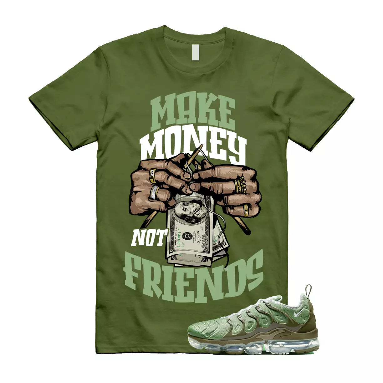 MM T Shirt to match Air VaporMax Plus Olive Green Cargo Khaki Rough Dunk T-Shirt, Sneaker Match Tee
