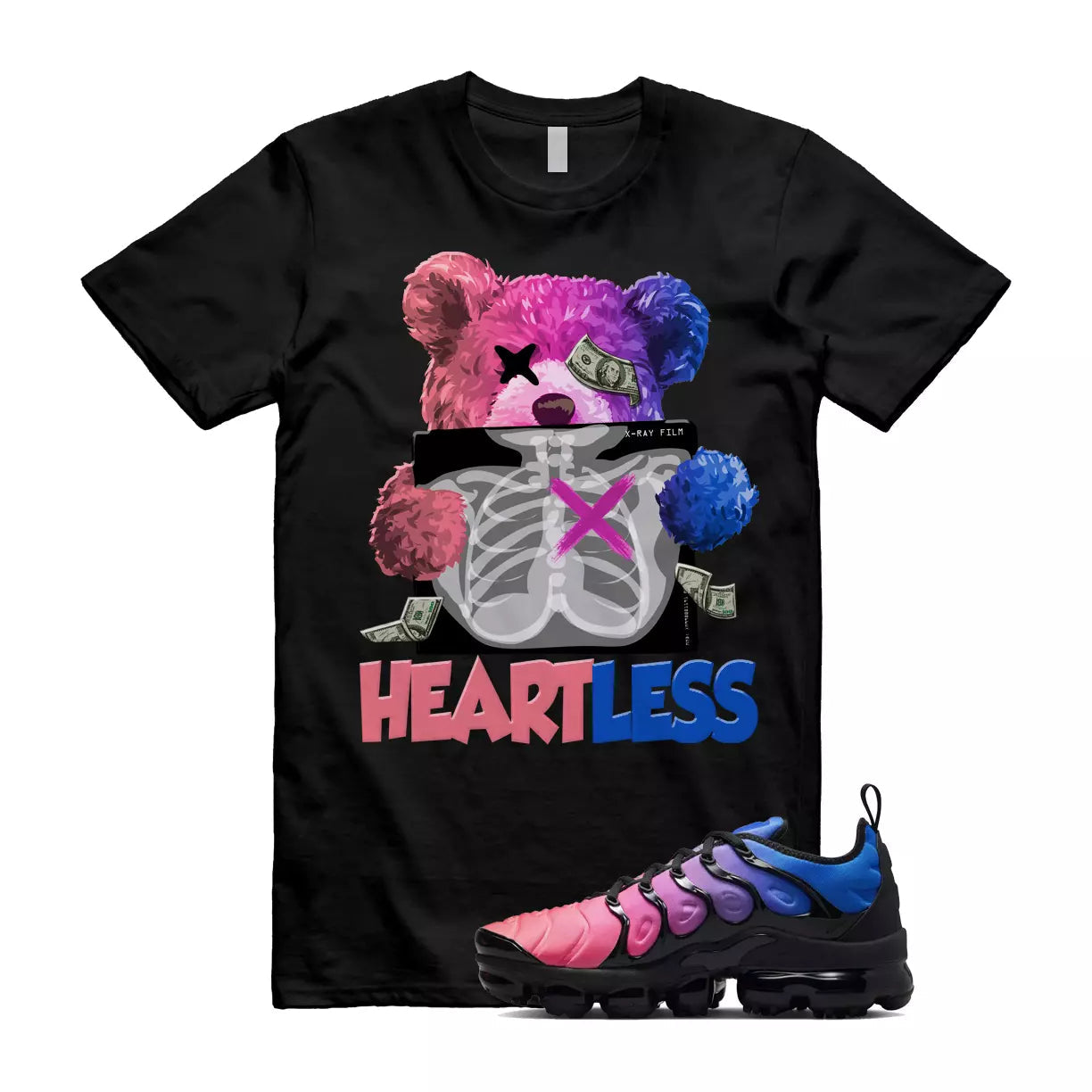 HEART T Shirt to match Air VaporMax Plus Racer Blue Black Hyper Pink Pulse T-Shirt, Sneaker Match Tee