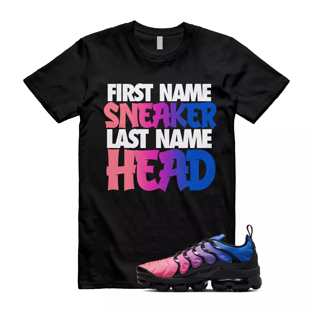 SNEAKERHEAD T Shirt to match Air VaporMax Plus Racer Blue Black Hyper Pink Pulse T-Shirt, Sneaker Match Tee