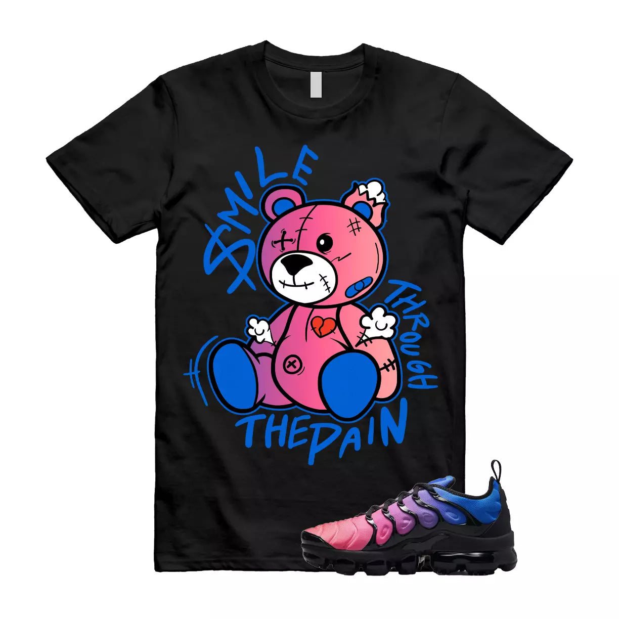 SM2 T Shirt to match Air VaporMax Plus Racer Blue Black Hyper Pink Pulse T-Shirt, Sneaker Match Tee