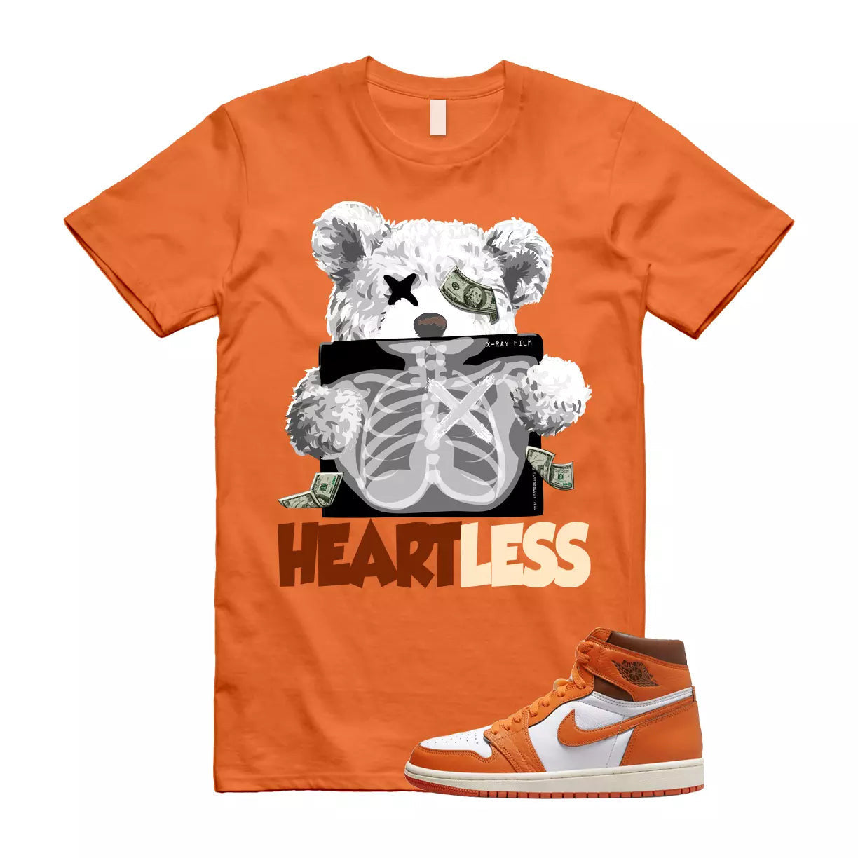 HEART T Shirt to match Jordan 1 High OG Starfish Cacao Orange Sail Star Fish T-Shirt, Sneaker Match Tee