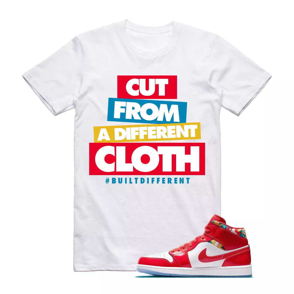 CLOTH Shirt to match Air Jordan 1 Mid Barcelona Sweater Chile Red Pollen Chicago T-Shirt, Sneaker Match Tee