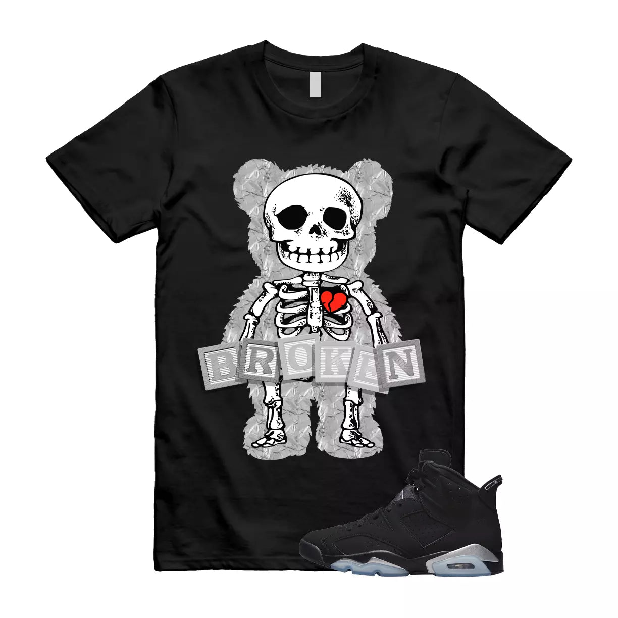 SKEL Shirt to match Jordan 6 Retro Chrome Metallic Silver Slated Translucent OG T-Shirt, Sneaker Match Tee
