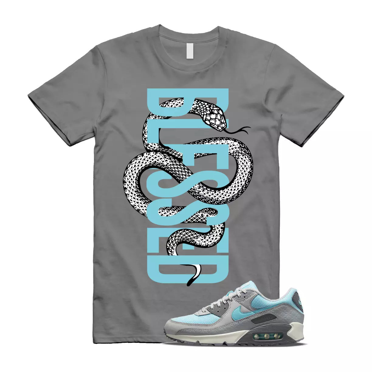 SNAKE T Shirt to match N Air Max 90 Snowflake Wolf Grey Cool Grey Pure Platinum T-Shirt, Sneaker Match Tee