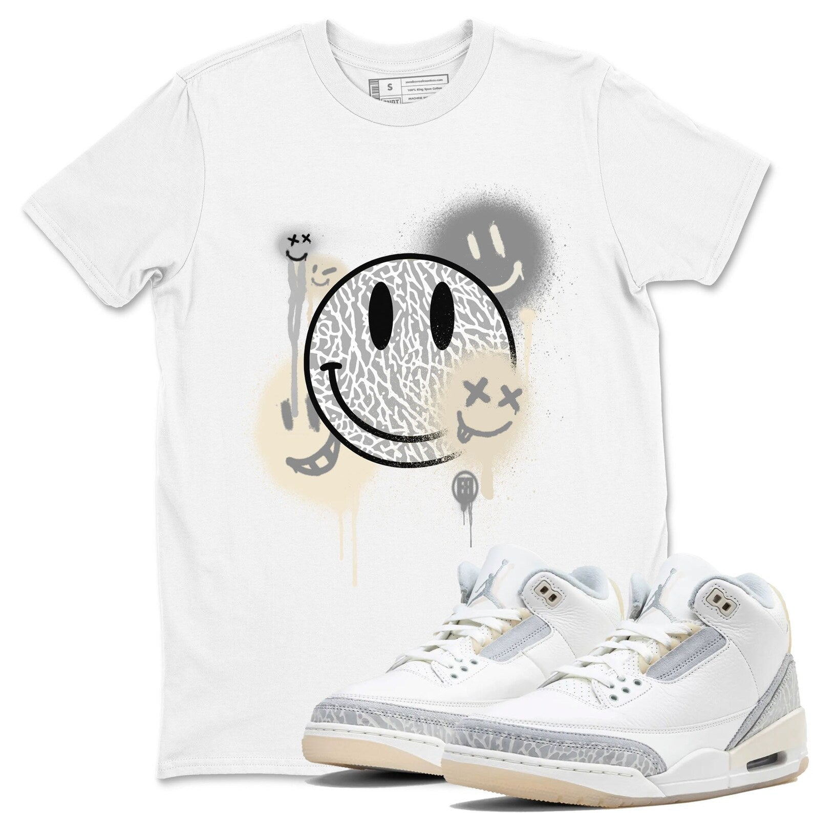 Smile Painting - Sneaker Shirts To Match Jordans 3s Craft Ivory T-Shirt, Sneaker Match Tee