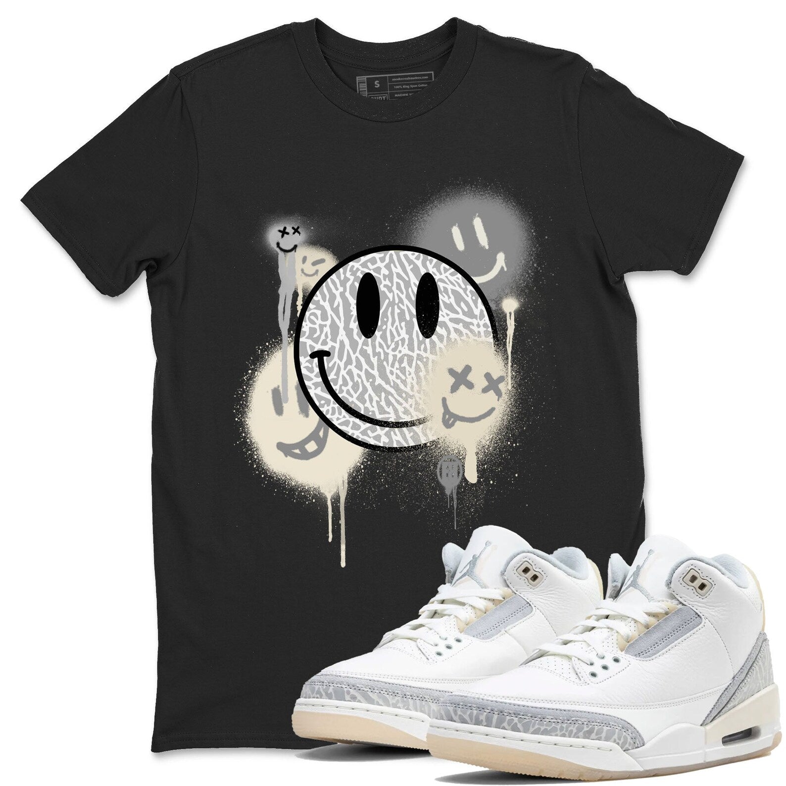 Smile Painting - Sneaker Shirts To Match Jordans 3s Craft Ivory T-Shirt, Sneaker Match Tee