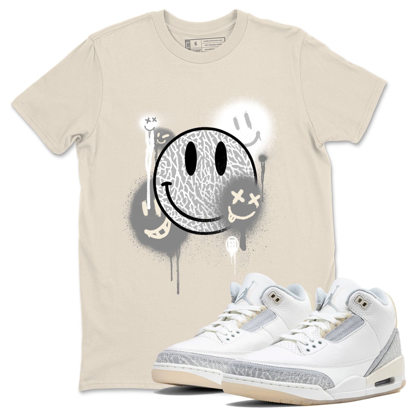 Smile Painting - Sneaker Shirts To Match Jordans 3s Craft Ivory T-Shirt, Sneaker Match Tee