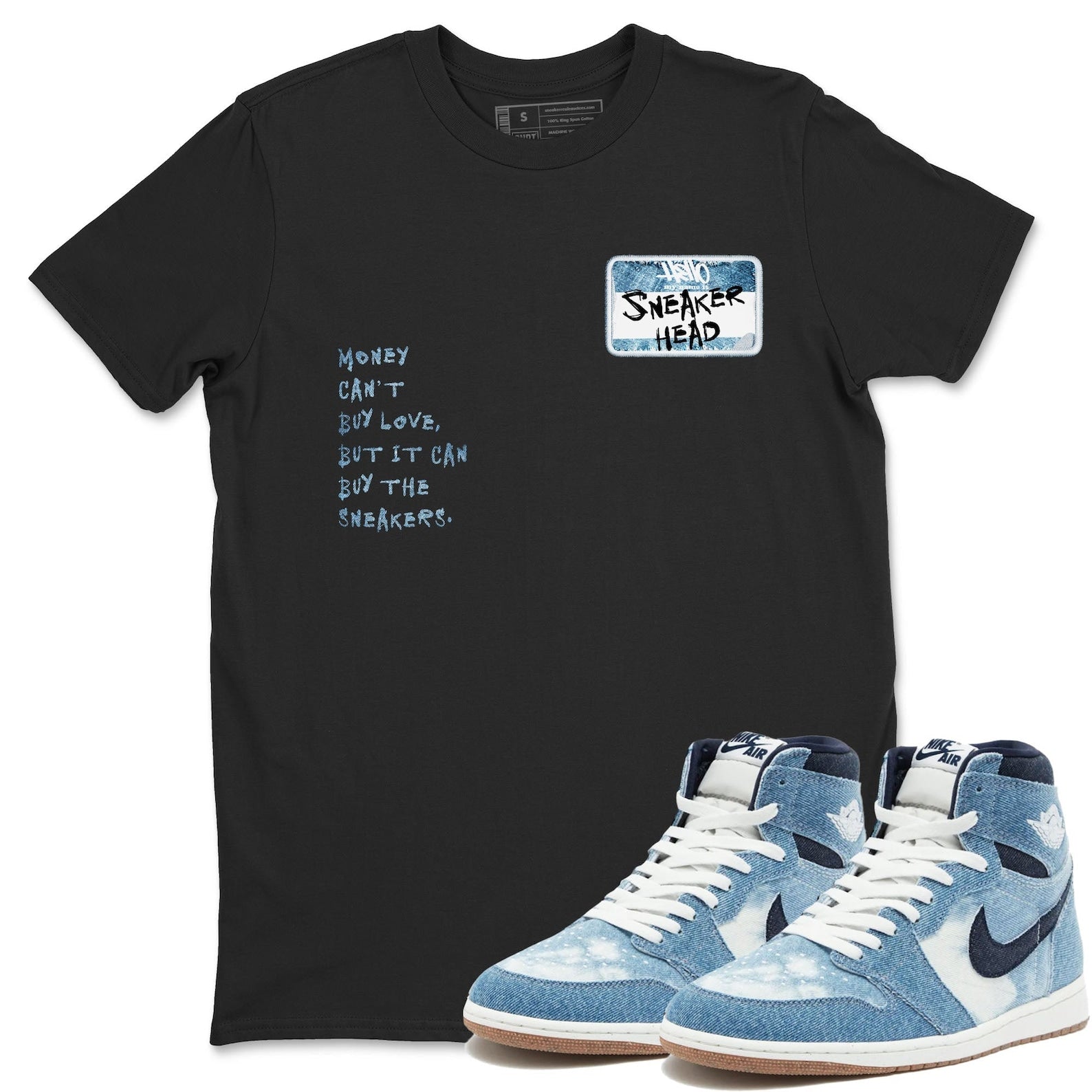 Sneakerhead Badge Unisex Sneaker T-Shirt - Shirts To Match Jordans AJ1 Denim T-Shirt, Sneaker Match Tee