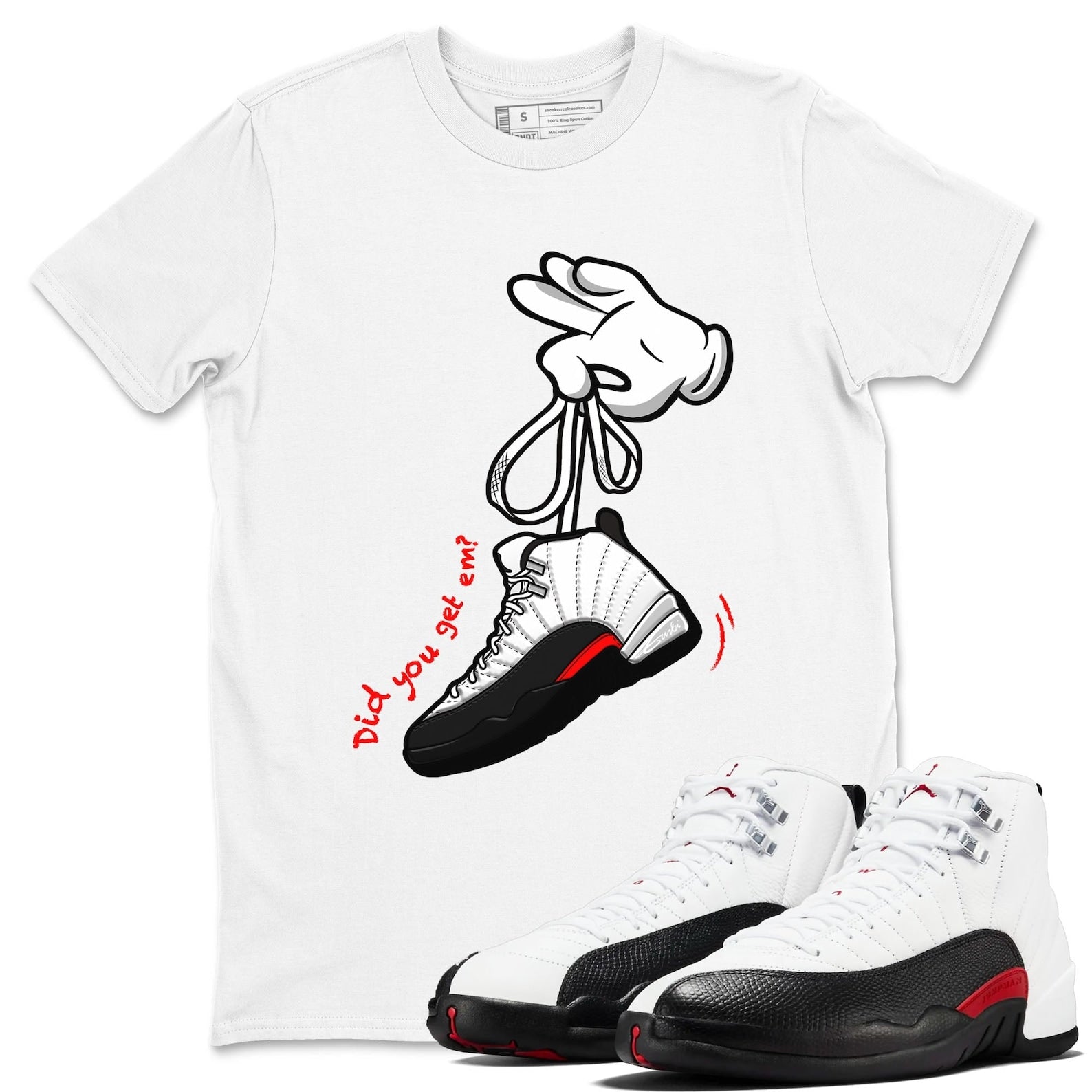 Cartoon Hands Unisex Tee - Shirts To Match Jordans 12s Taxi Flip T-Shirt, Sneaker Match Tee