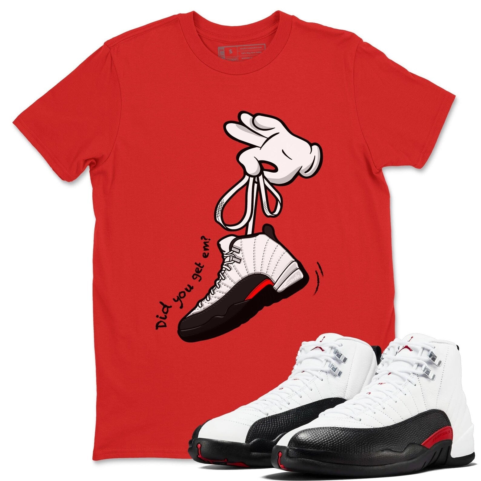 Cartoon Hands Unisex Tee - Shirts To Match Jordans 12s Taxi Flip T-Shirt, Sneaker Match Tee