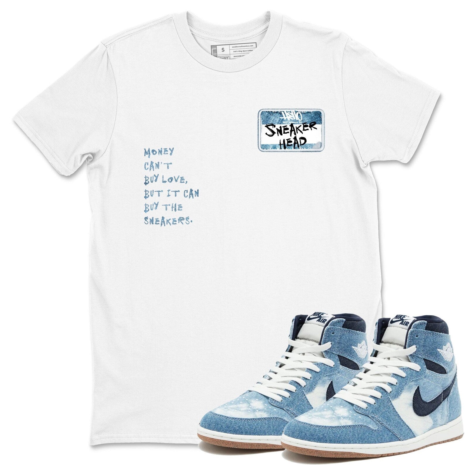Sneakerhead Badge Unisex Sneaker T-Shirt - Shirts To Match Jordans AJ1 Denim T-Shirt, Sneaker Match Tee