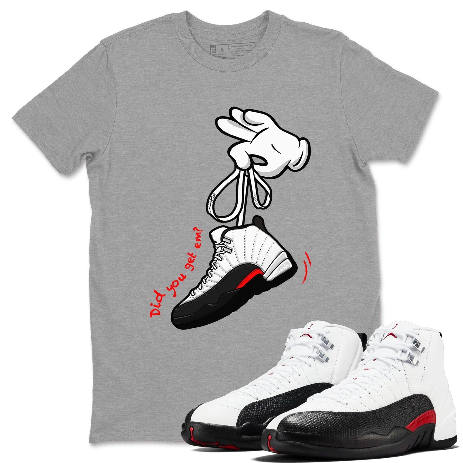 Cartoon Hands Unisex Tee - Shirts To Match Jordans 12s Taxi Flip T-Shirt, Sneaker Match Tee