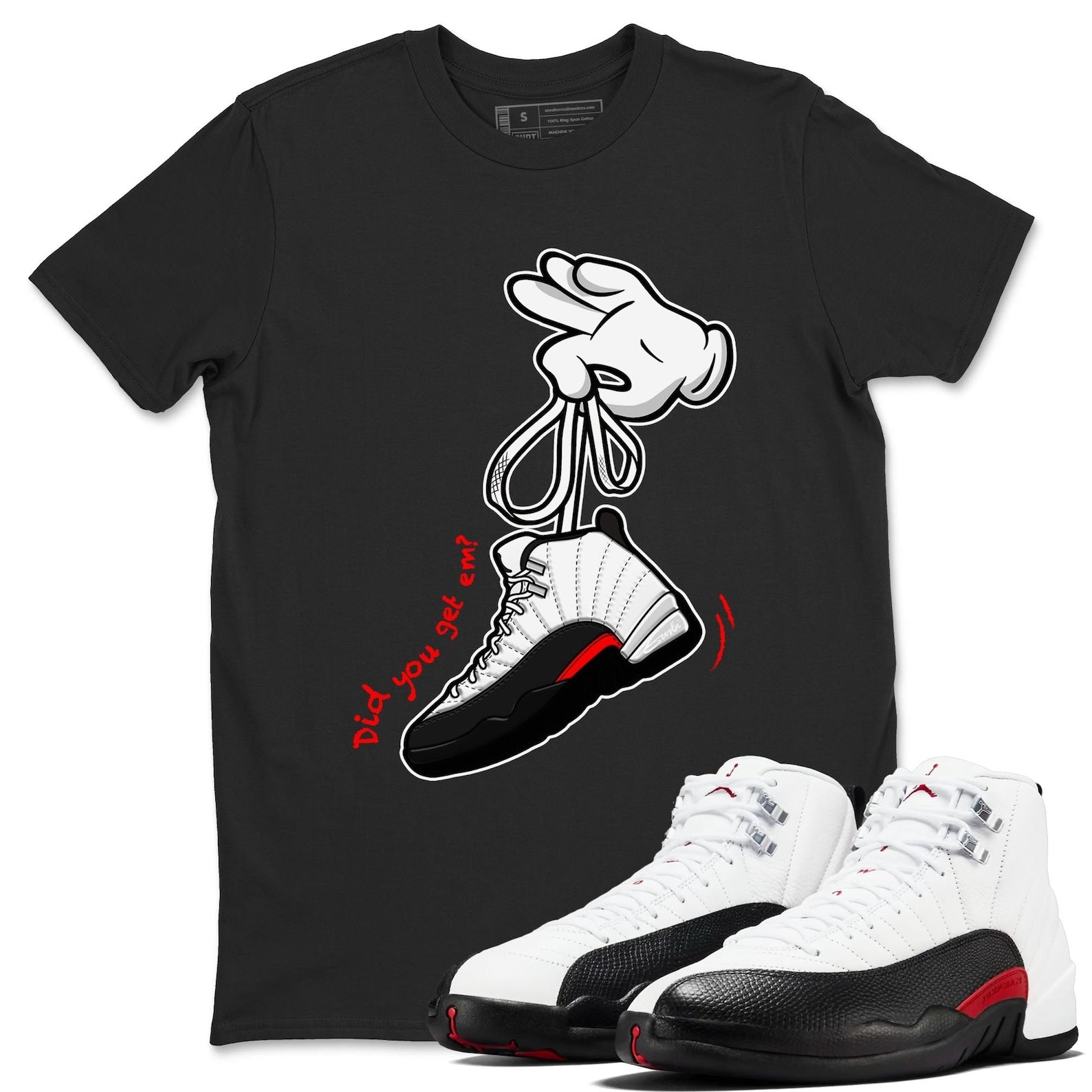 Cartoon Hands Unisex Tee - Shirts To Match Jordans 12s Taxi Flip T-Shirt, Sneaker Match Tee