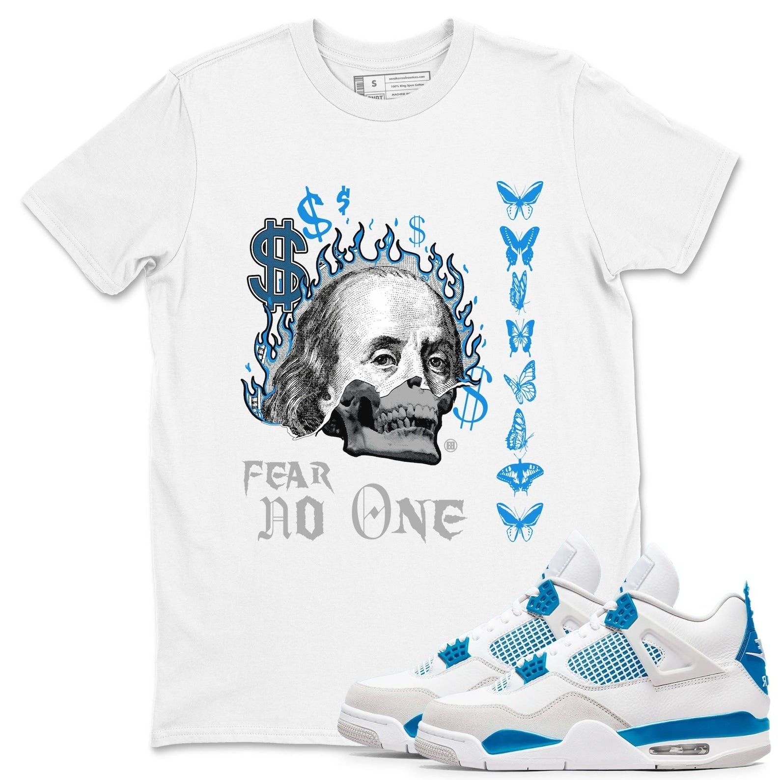 Fear No One Streetwear Brand Shirts To Match Jordans 4s Industrial Blue T-Shirt, Sneaker Match Tee