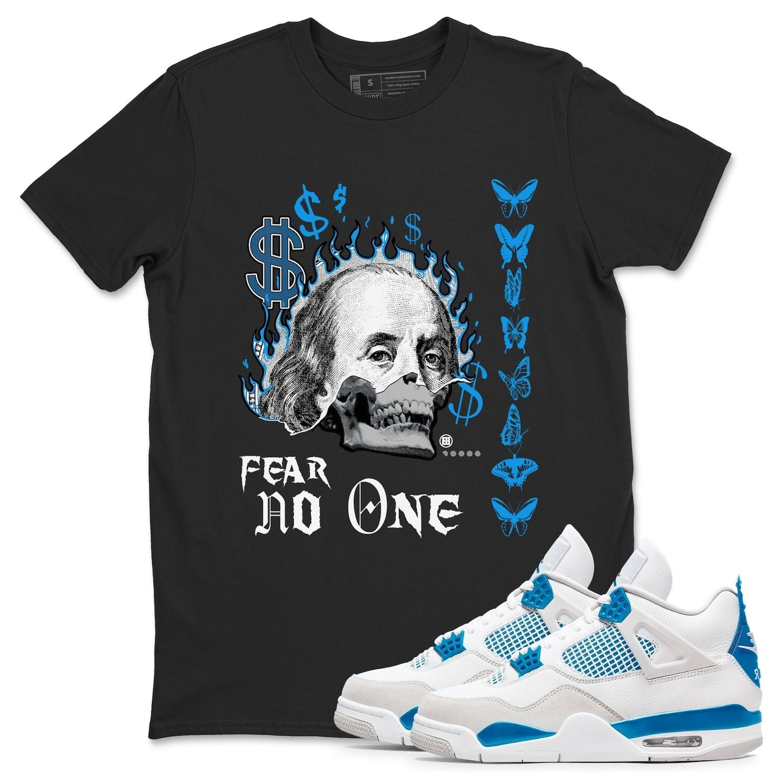 Fear No One Streetwear Brand Shirts To Match Jordans 4s Industrial Blue T-Shirt, Sneaker Match Tee