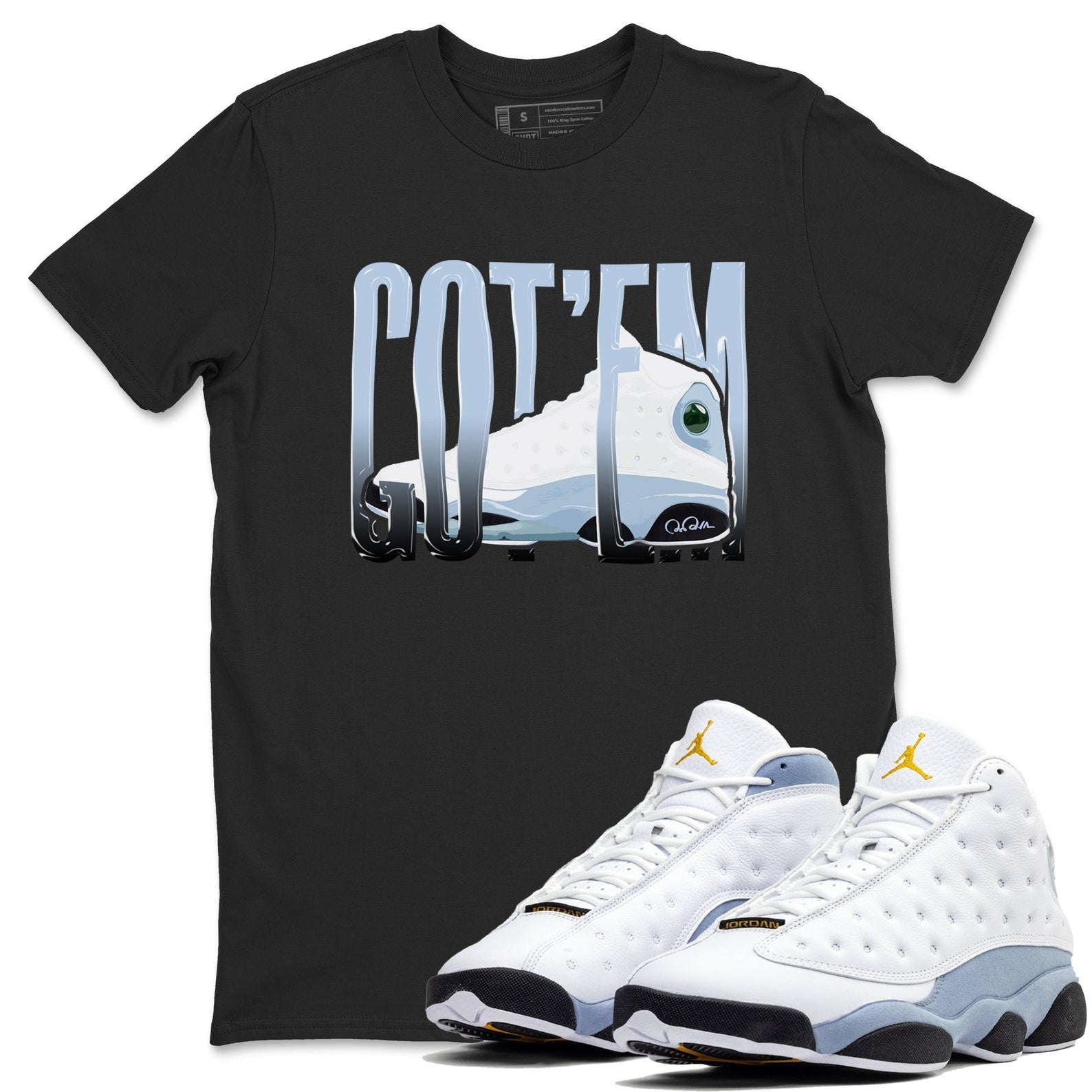 Wiggling Gotem Sneaker Tee - Sneaker Shirts To Match Jordans Unisex Cotton Sneaker Shirts To Match Jordans 13s Blue Grey T-Shirt, Sneaker Match Tee