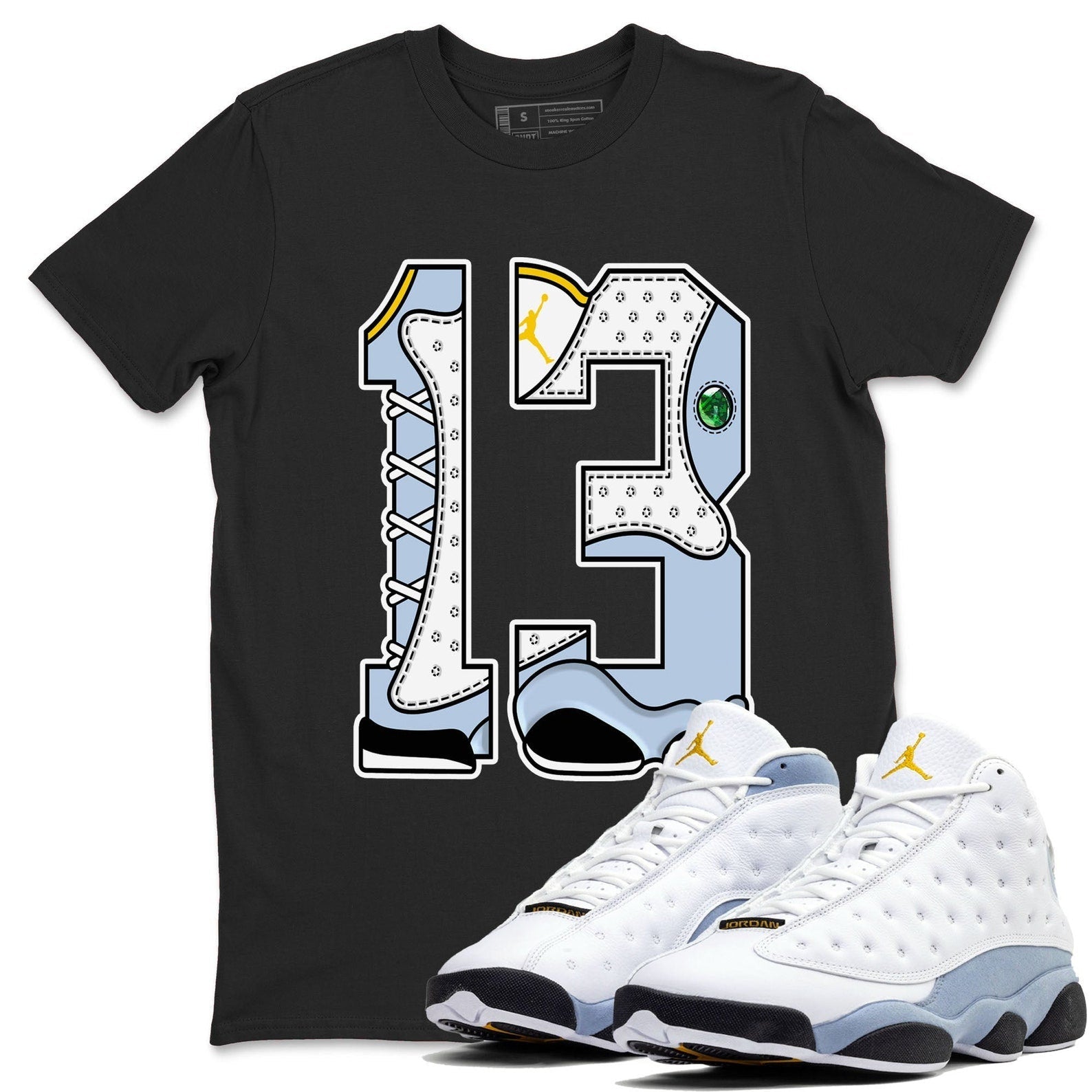 Number 13 Sneaker Tee - Sneaker Shirts To Match Jordans Unisex Cotton Sneaker Shirts To Match Jordans 13s Blue Grey T-Shirt, Sneaker Match Tee