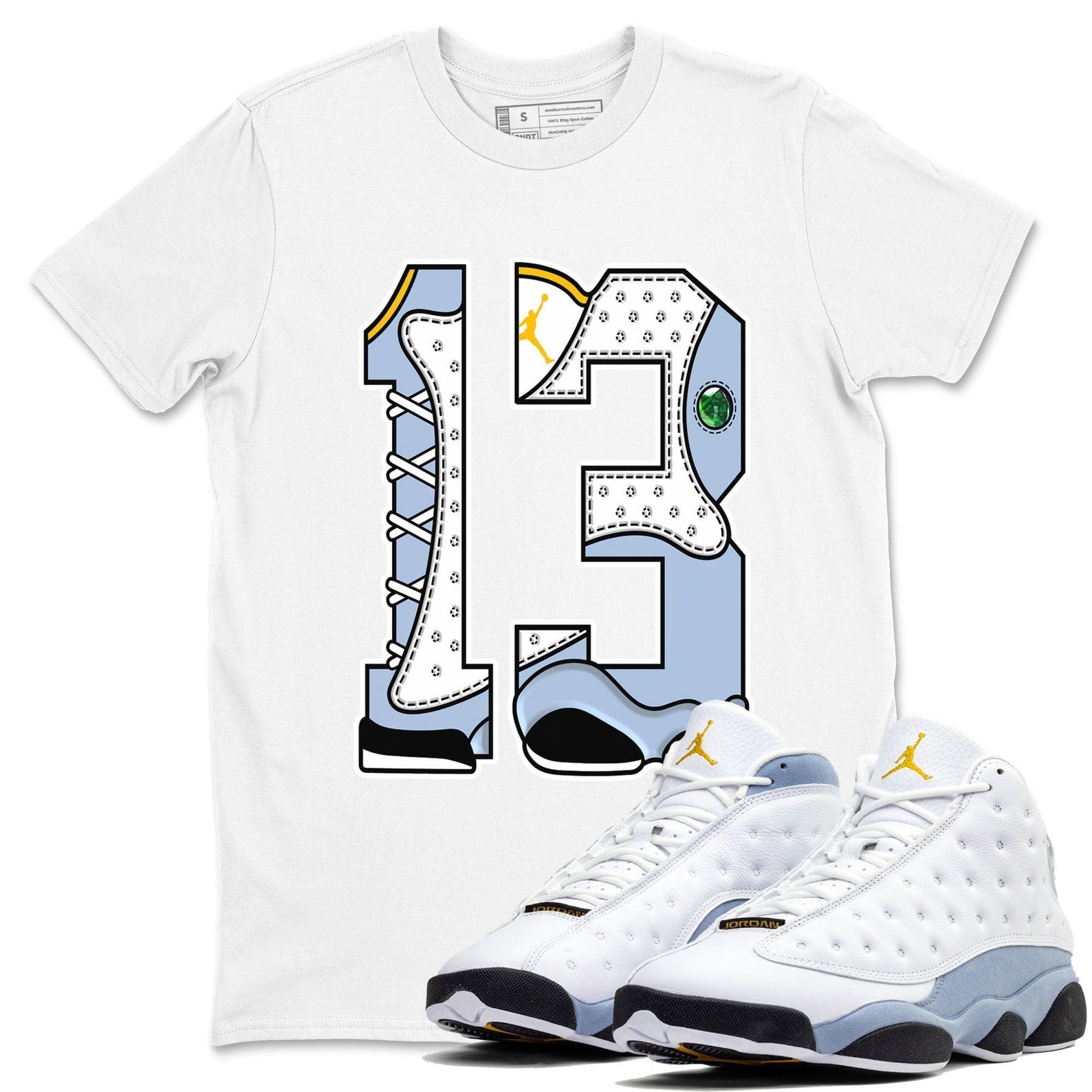 Number 13 Sneaker Tee - Sneaker Shirts To Match Jordans Unisex Cotton Sneaker Shirts To Match Jordans 13s Blue Grey T-Shirt, Sneaker Match Tee