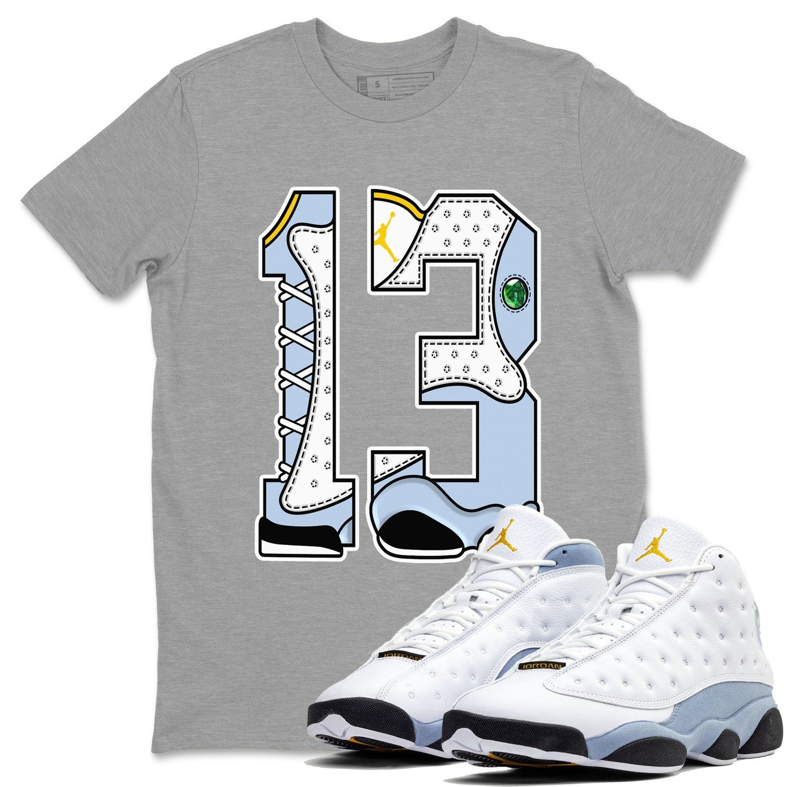 Number 13 Sneaker Tee - Sneaker Shirts To Match Jordans Unisex Cotton Sneaker Shirts To Match Jordans 13s Blue Grey T-Shirt, Sneaker Match Tee