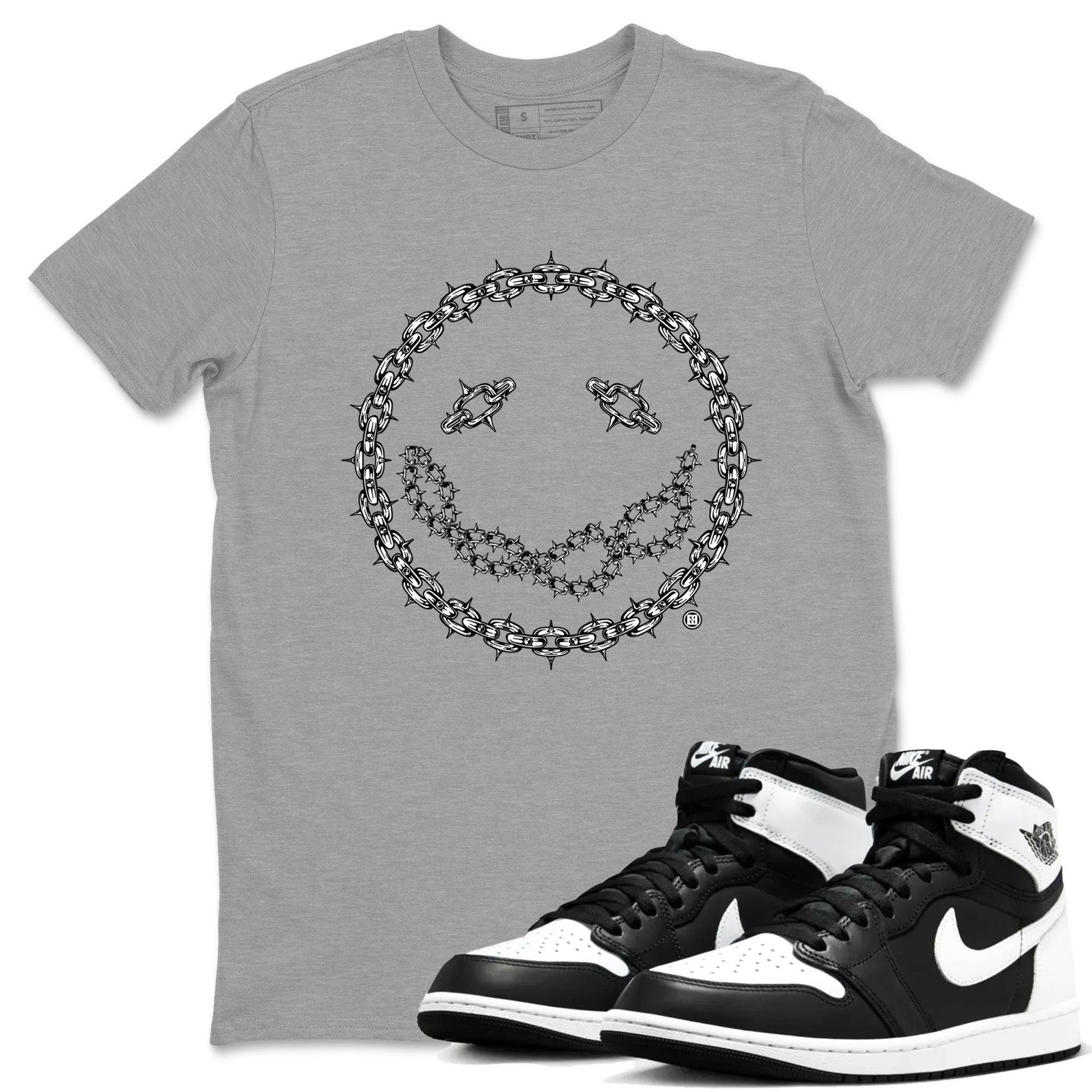 Chain Smile Sneaker Tee - Unisex Cotton Sneaker Shirts To Match Jordans AJ1 Black White T-Shirt, Sneaker Match Tee