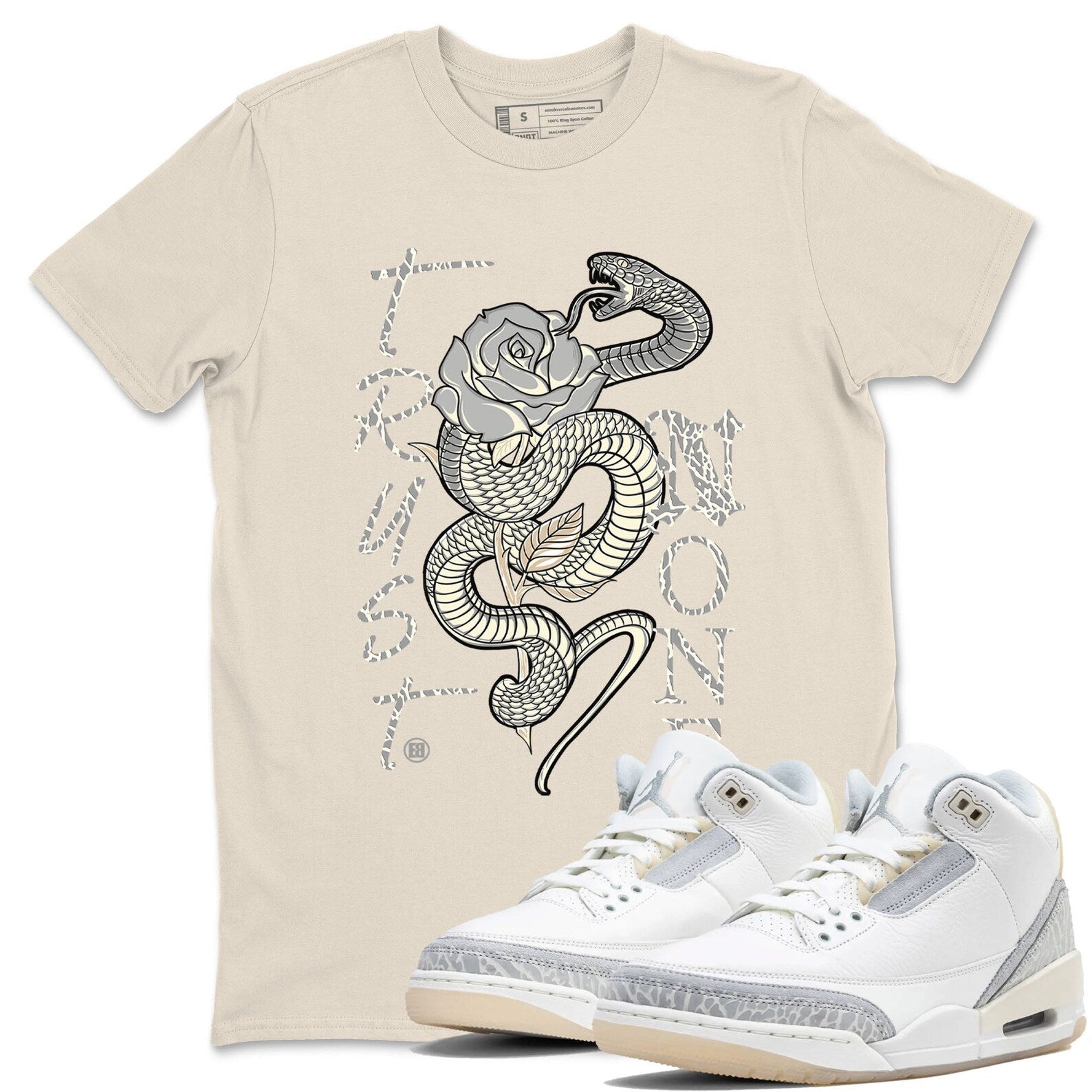 Trust None Sneaker Tee - Unisex Cotton Sneaker Shirts To Match Jordans 3s Craft Ivory T-Shirt, Sneaker Match Tee