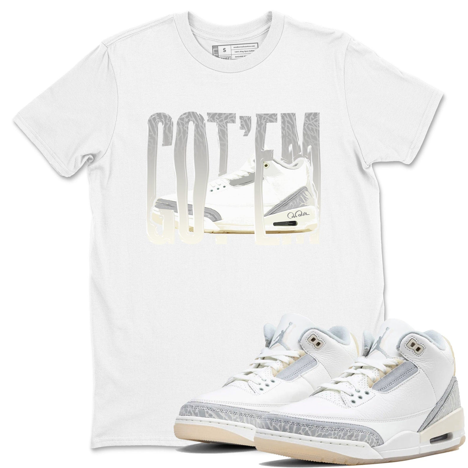 Wiggling Gotem Sneaker Tee - Unisex Cotton Sneaker Shirts To Match Jordans 3s Craft Ivory T-Shirt, Sneaker Match Tee