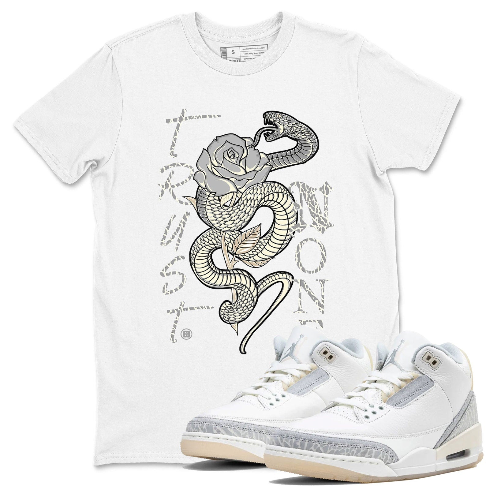 Trust None Sneaker Tee - Unisex Cotton Sneaker Shirts To Match Jordans 3s Craft Ivory T-Shirt, Sneaker Match Tee