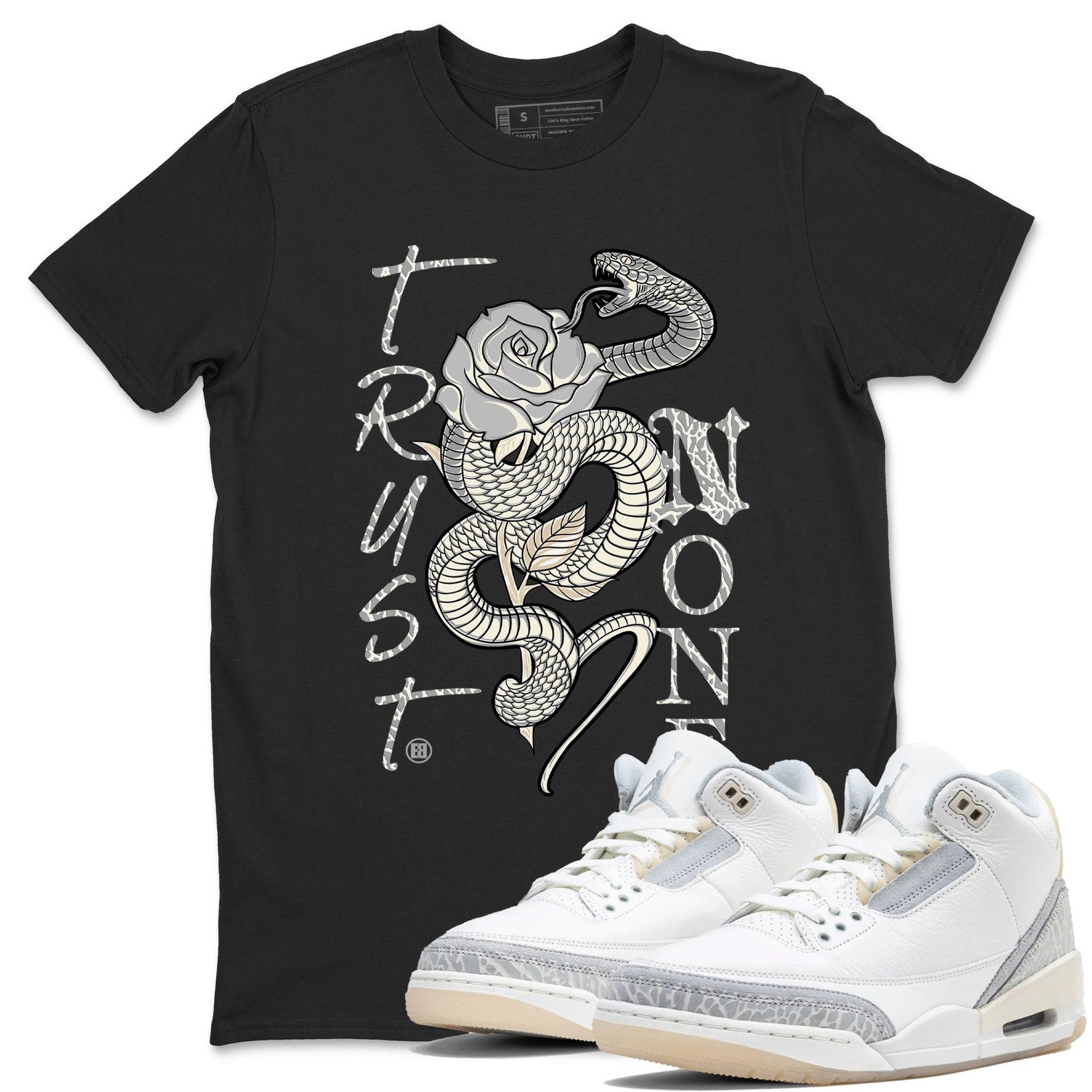Trust None Sneaker Tee - Unisex Cotton Sneaker Shirts To Match Jordans 3s Craft Ivory T-Shirt, Sneaker Match Tee