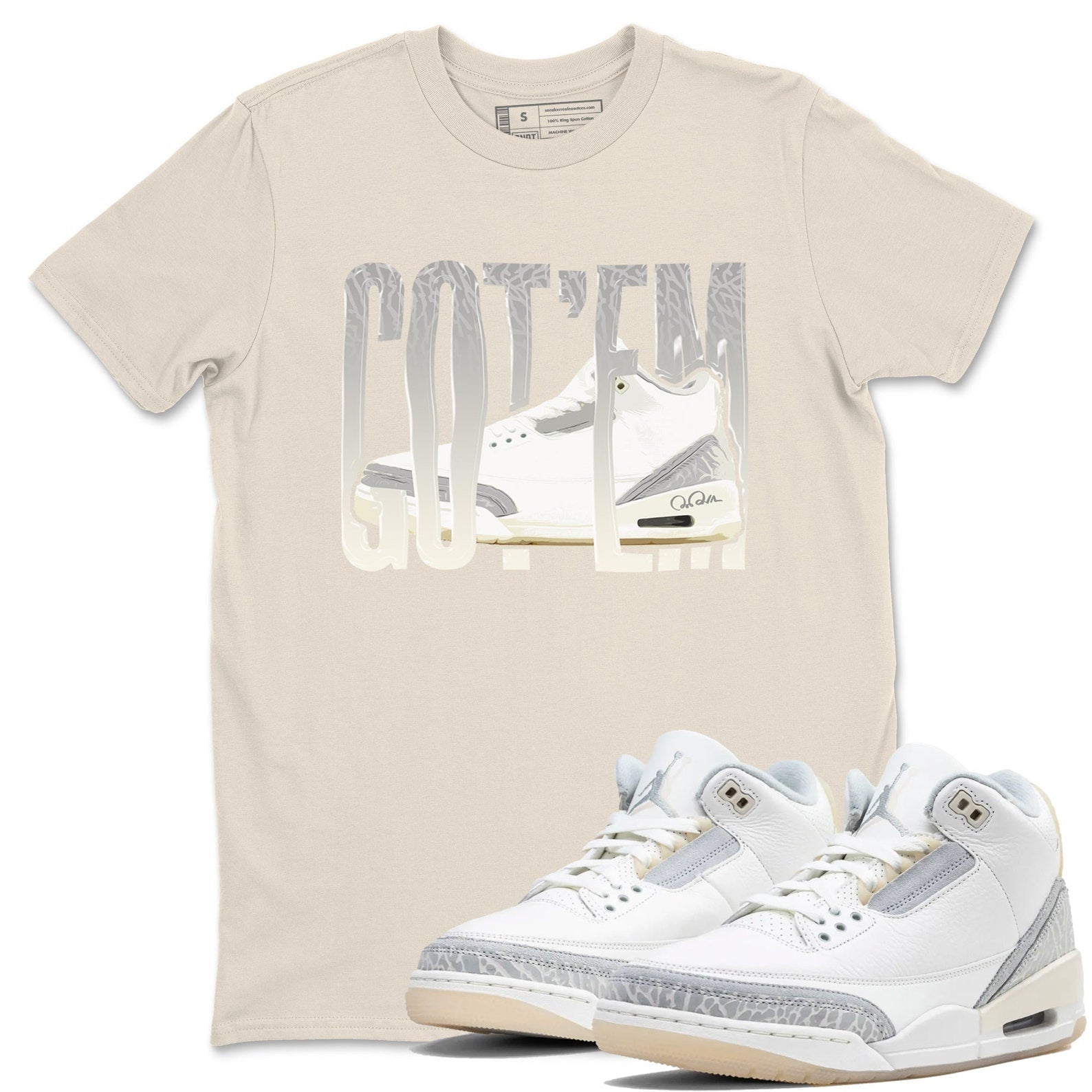 Wiggling Gotem Sneaker Tee - Unisex Cotton Sneaker Shirts To Match Jordans 3s Craft Ivory T-Shirt, Sneaker Match Tee