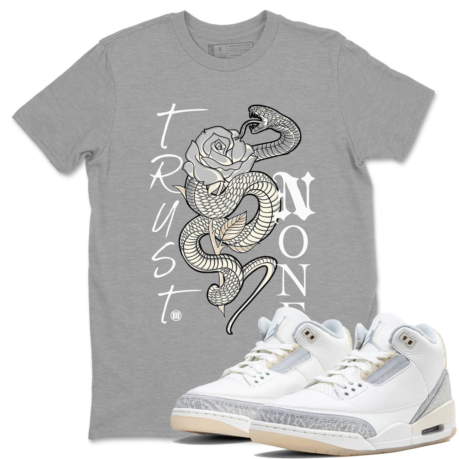 Trust None Sneaker Tee - Unisex Cotton Sneaker Shirts To Match Jordans 3s Craft Ivory T-Shirt, Sneaker Match Tee