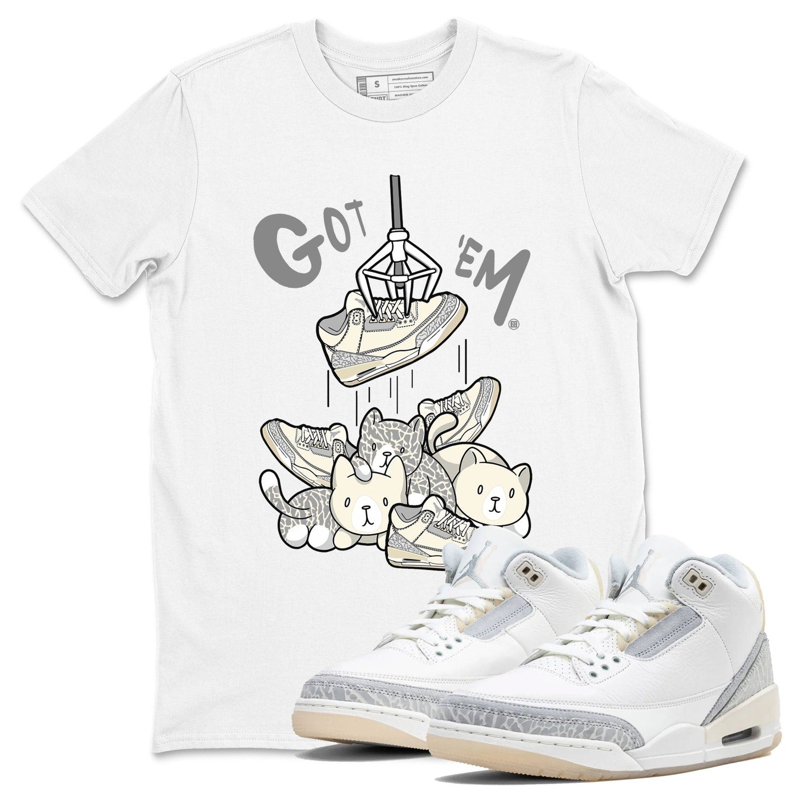 Treasure Hunter Sneaker Tee - Unisex Cotton Sneaker Shirts To Match Jordans 3s Craft Ivory T-Shirt, Sneaker Match Tee