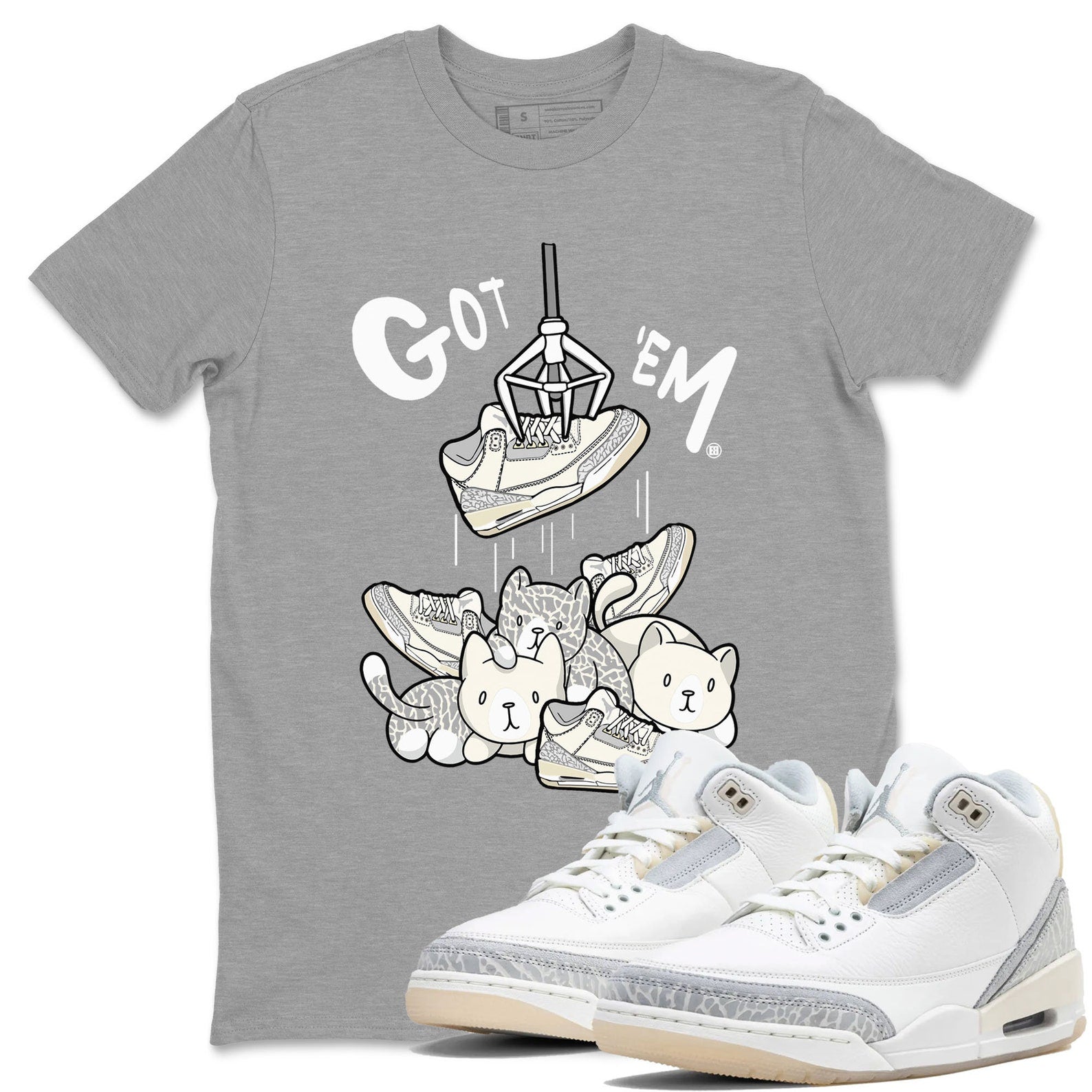 Treasure Hunter Sneaker Tee - Unisex Cotton Sneaker Shirts To Match Jordans 3s Craft Ivory T-Shirt, Sneaker Match Tee