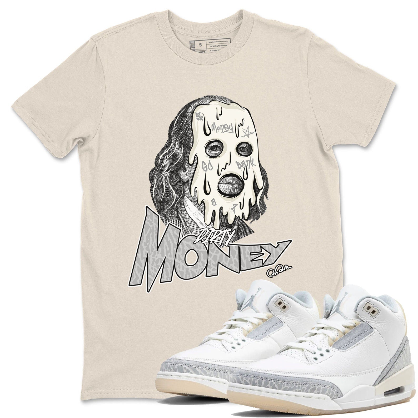 Dirty Money Sneaker Tee - Unisex Cotton Sneaker Shirts To Match Jordans 3s Craft Ivory T-Shirt, Sneaker Match Tee