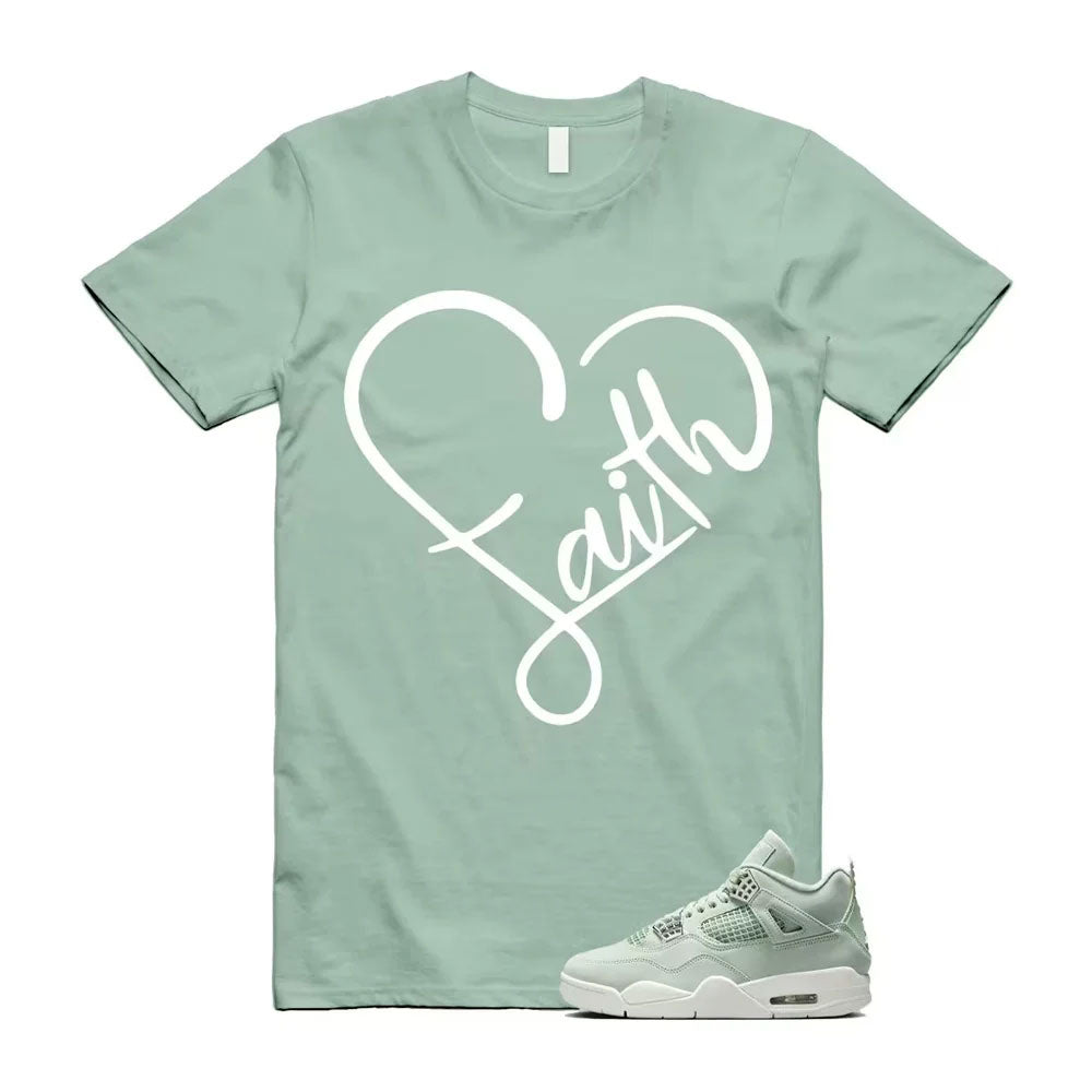 Air Jordan 4 Seafoam Faith Heart Shirt to Match HV0823-003 Match Sneaker Tee