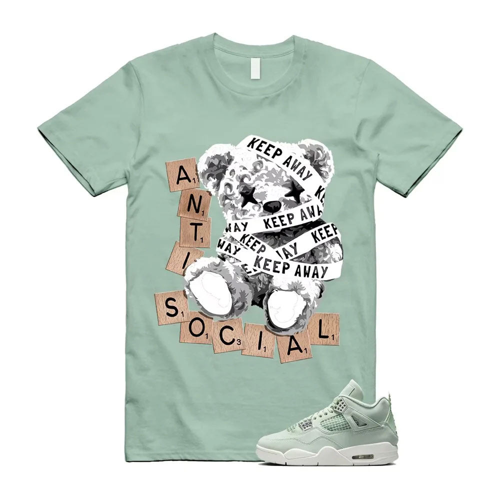 Air Jordan 4 Seafoam Anti Social Bear Shirt to Match HV0823-003 Match Sneaker Tee